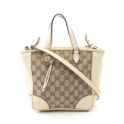 Gucci Tote Bag Brie GG Canvas 449241 Beige Ivory Canvas Leather Brie 2way