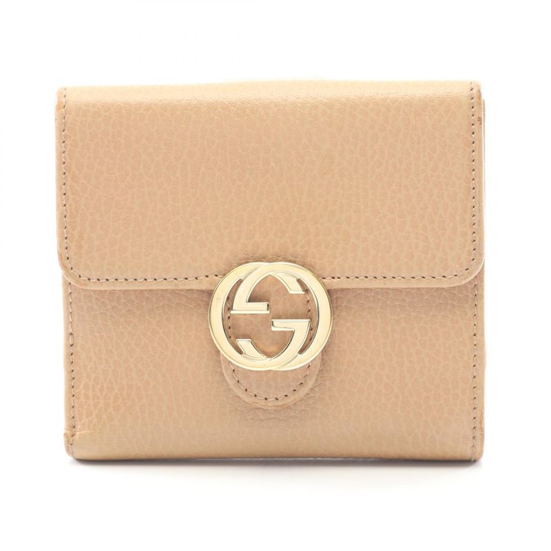 Gucci Bifold Wallet Interlocking G 615525 Beige Leather Interlocking G Bifold
