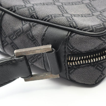 Versace Second Bag Clutch Bag Black Canvas Leather Logo Second Bag Men's Used B