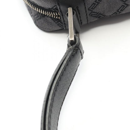 Versace Second Bag Clutch Bag Black Canvas Leather Logo Second Bag Men's Used B