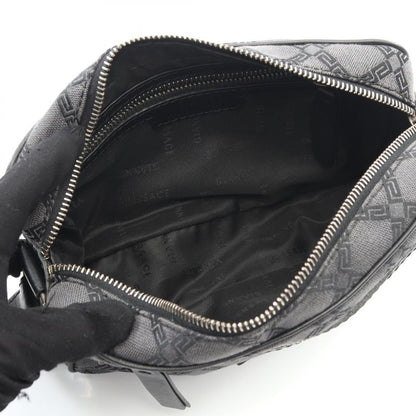 Versace Second Bag Clutch Bag Black Canvas Leather Logo Second Bag Men's Used B