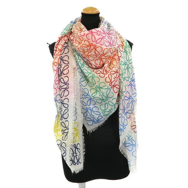 Loewe Multicolor Striped Linen and Cotton Blend Shawl
