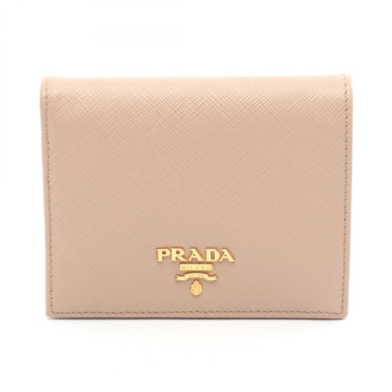 Prada Bifold Wallet Saffiano Multic 1mv204 Beige Pink Saffiano Leather Bifold