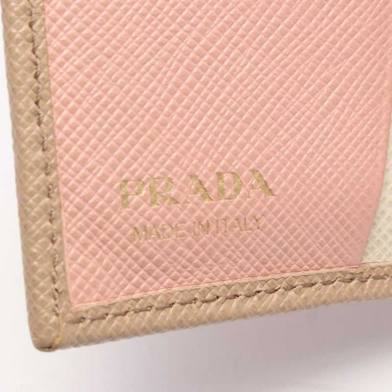 Prada Bifold Wallet Saffiano Multic 1mv204 Beige Pink Saffiano Leather Bifold
