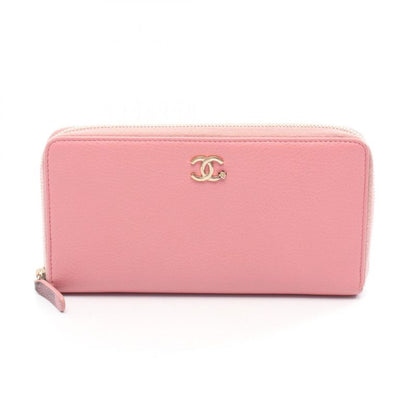Chanel Round Long Wallet Lucky Flower Pink Leather Lucky Flower Round Long