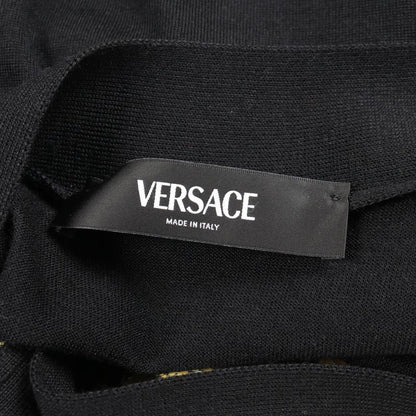 Versace Cardigan Medusa Button Black Yellow Wool Silk Cardigan Ladies Used A