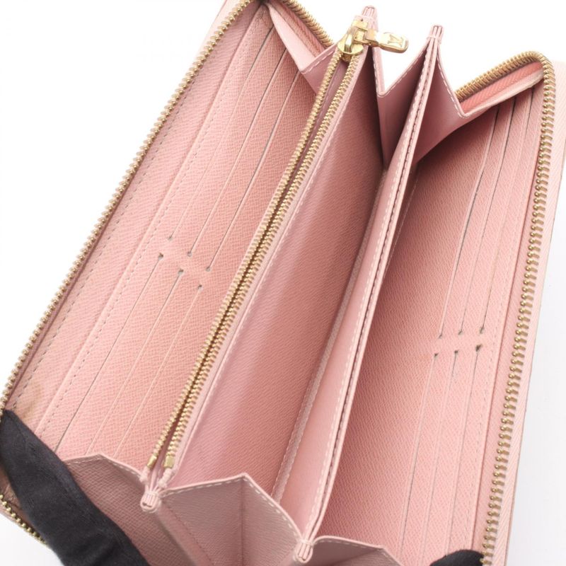 Louis Vuitton Round Long Wallet Zippy Wallet N63503 Rose Ballerine PVC Coated