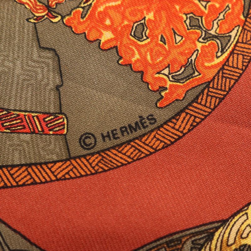 Hermes Scarf Petit Carre 45 ART Des Steppes Silk Carre 40 Women's Used A