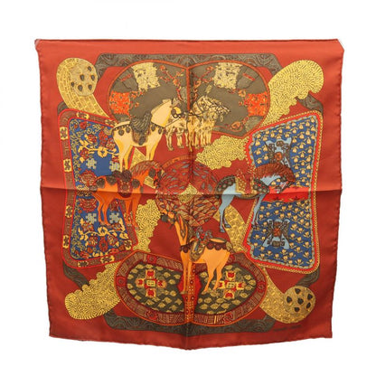 Hermes Scarf Petit Carre 45 ART Des Steppes Silk Carre 40 Women's Used A