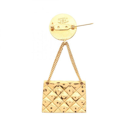 Chanel Brooch Coco Mark Matelasse Bag Motif Gold GP (gold Plated) Brooch Ladies