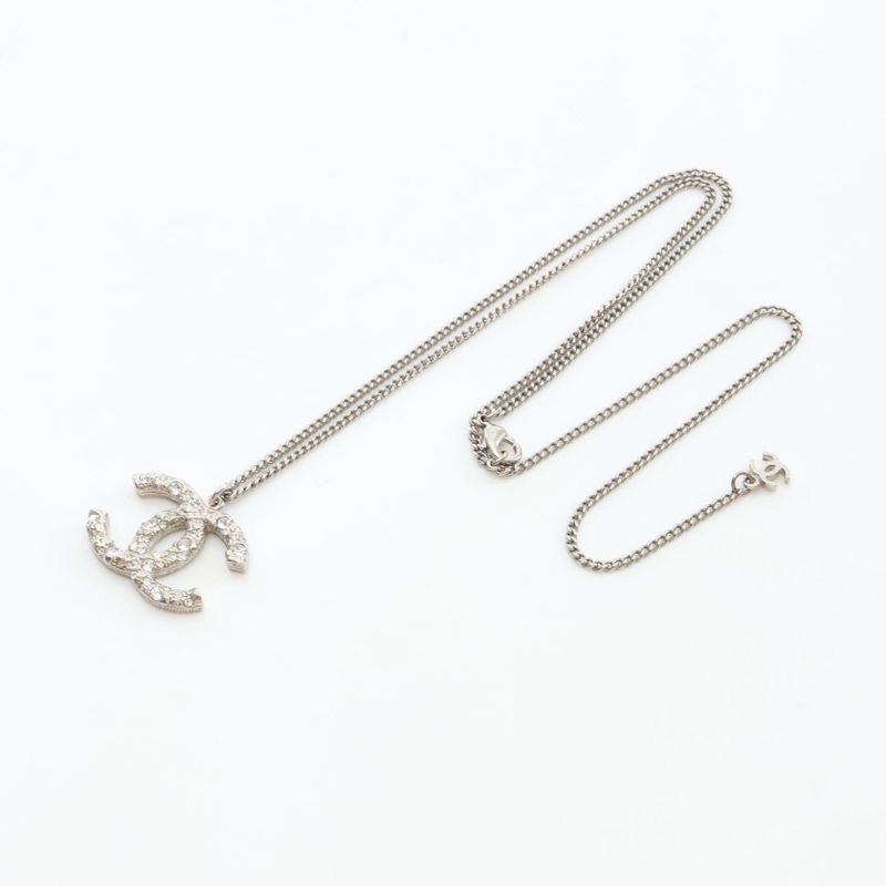 Chanel Necklace Coco Mark Silver Stainless Steel Necklace Women's Used A