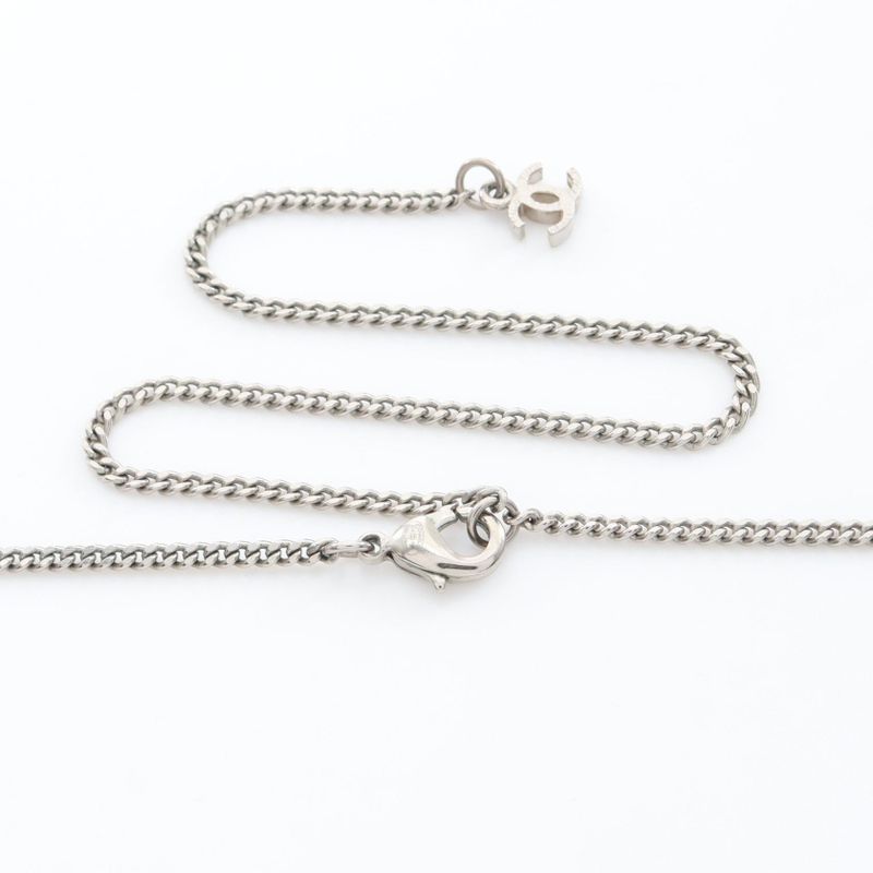 Chanel Necklace Coco Mark Silver Stainless Steel Necklace Women's Used A
