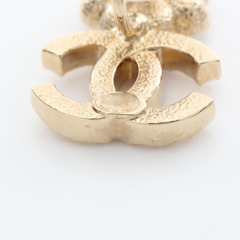 Chanel Earring Coco Mark Flower GP (gold Plated) Earring Ladies Used A