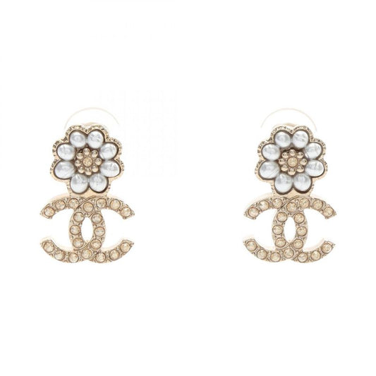 Chanel Earring Coco Mark Flower GP (gold Plated) Earring Ladies Used A