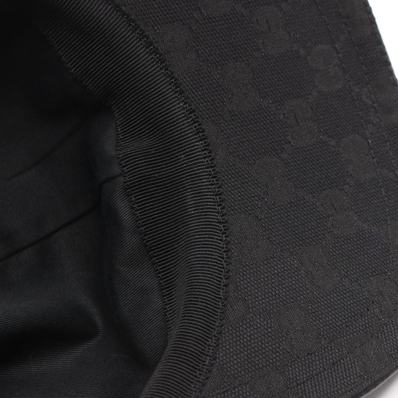 Gucci Cap GG Canvas Webline Black Canvas Leather Cap Unisex Used A