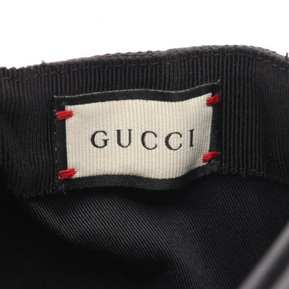 Gucci Cap GG Canvas Webline Black Canvas Leather Cap Unisex Used A