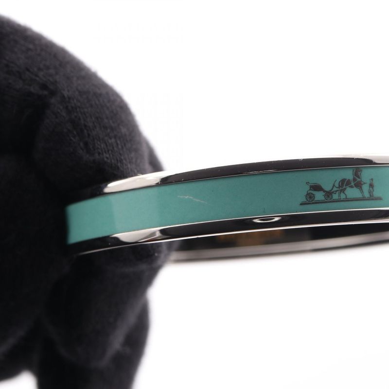 Hermes Bangle Enamel PM Stainless Steel Bangle Ladies Used A