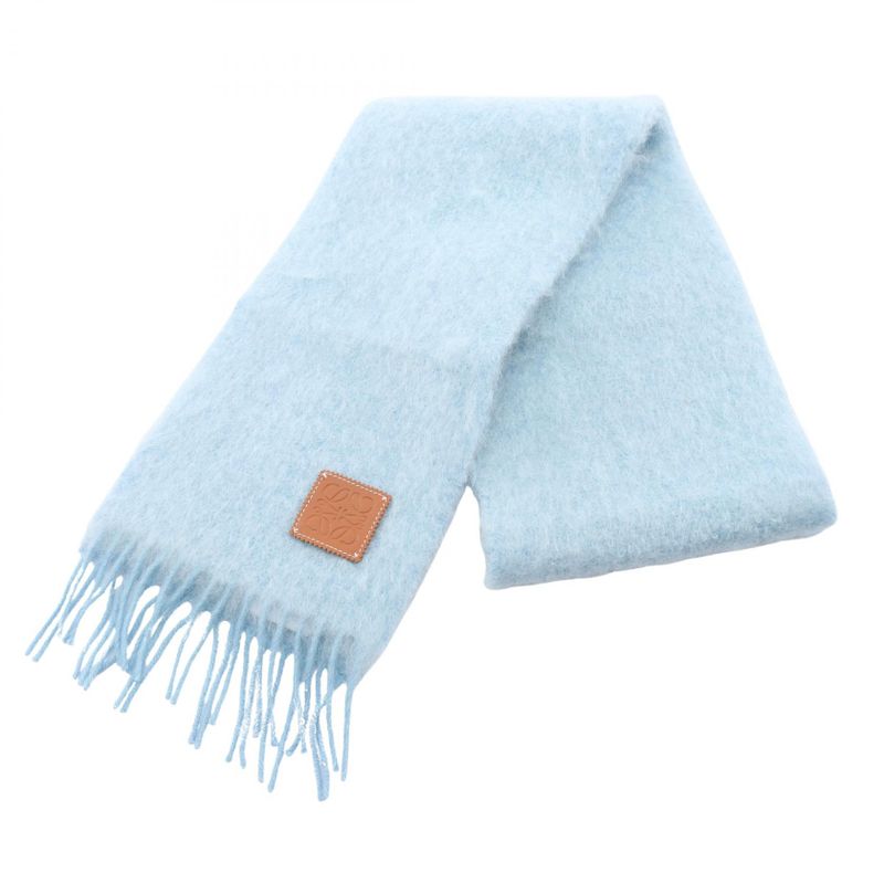 Loewe Muffler Anagram Light Blue Wool Muffler Ladies Used A