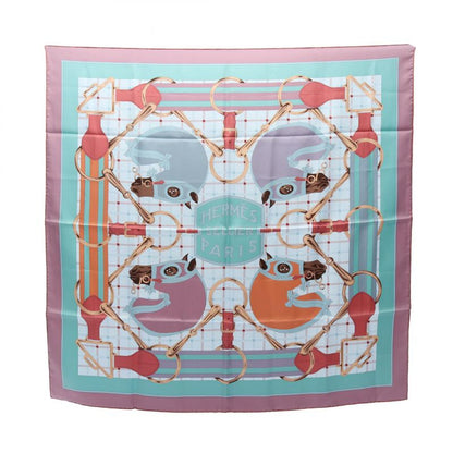 Hermes Scarf Kare90 Tatersale Light Blue Silk Kare90 Women's Used A