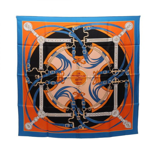 Hermes Scarf Carre90 LA Promenade DU Matin Blue Silk Carre90 Women's Used A