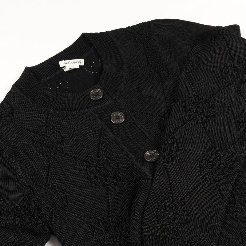 Hermes Cardigan H Lift Black Rayon Cotton Knit Ladies Used A