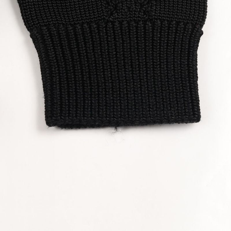 Hermes Cardigan H Lift Black Rayon Cotton Knit Ladies Used A