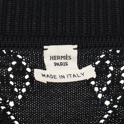 Hermes Cardigan H Lift Black Rayon Cotton Knit Ladies Used A