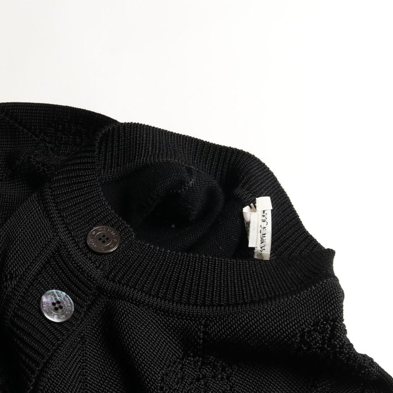 Hermes Cardigan H Lift Black Rayon Cotton Knit Ladies Used A