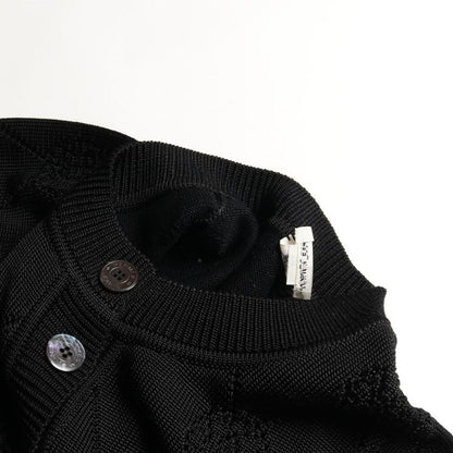 Hermes Cardigan H Lift Black Rayon Cotton Knit Ladies Used A