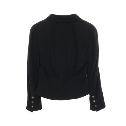 Chanel Coco Mark Button P03702 Black Wool Nylon Jacket Women's Used B