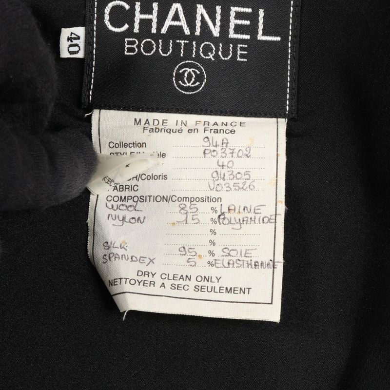 Chanel Coco Mark Button P03702 Black Wool Nylon Jacket Women's Used B