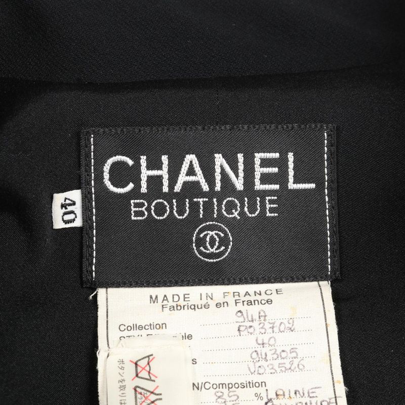 Chanel Coco Mark Button P03702 Black Wool Nylon Jacket Women's Used B