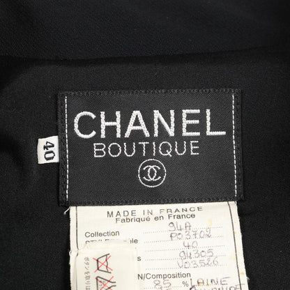 Chanel Coco Mark Button P03702 Black Wool Nylon Jacket Women's Used B