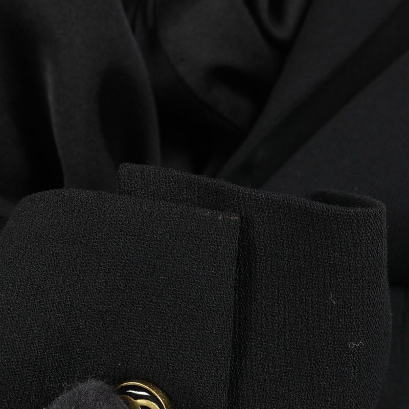 Chanel Coco Mark Button P03702 Black Wool Nylon Jacket Women's Used B