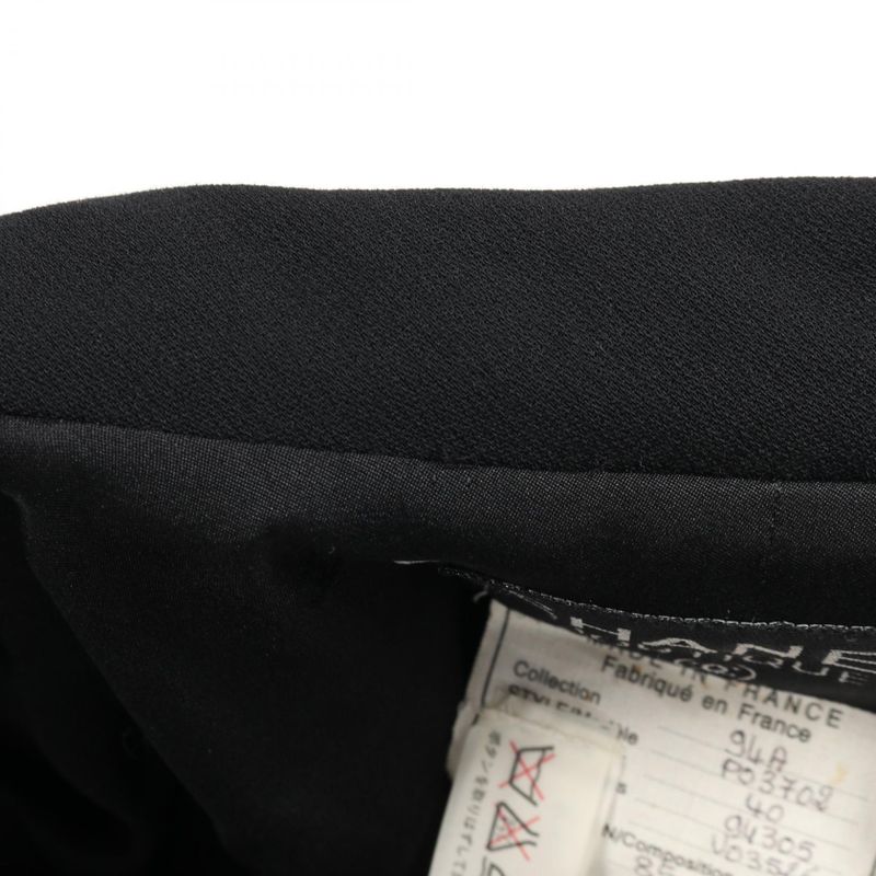 Chanel Coco Mark Button P03702 Black Wool Nylon Jacket Women's Used B