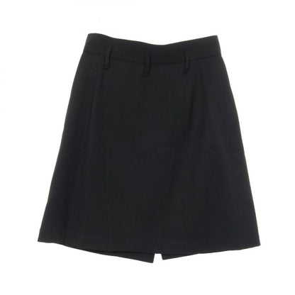 Chanel Skirt Coco Mark Button P04919 Black Wool Skirt Women's Used A