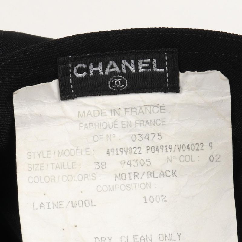 Chanel Skirt Coco Mark Button P04919 Black Wool Skirt Women's Used A