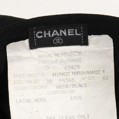 Chanel Skirt Coco Mark Button P04919 Black Wool Skirt Women's Used A