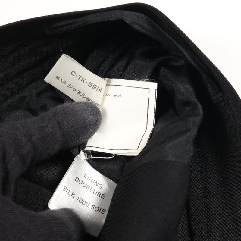 Chanel Skirt Coco Mark Button P04919 Black Wool Skirt Women's Used A