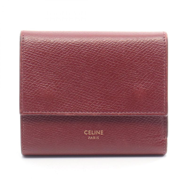 Celine Trifold Wallet Small Trifold Wallet 10b573bel Bordeaux Leather Small
