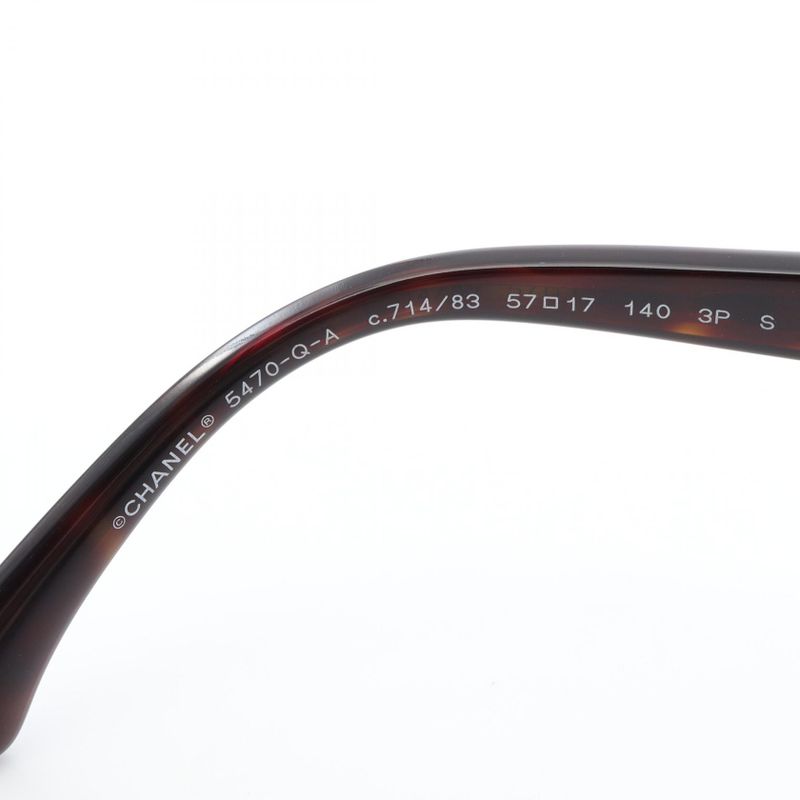 Chanel Sunglasses Chain Logo 5470-q-a Brown Leather Sunglasses Ladies Used A