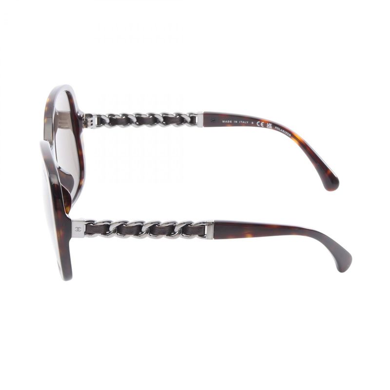 Chanel Sunglasses Chain Logo 5470-q-a Brown Leather Sunglasses Ladies Used A
