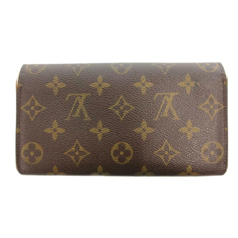 Louis Vuitton Monogram Pochette Portomone Cles Di Long Wallet Bifold Brown
