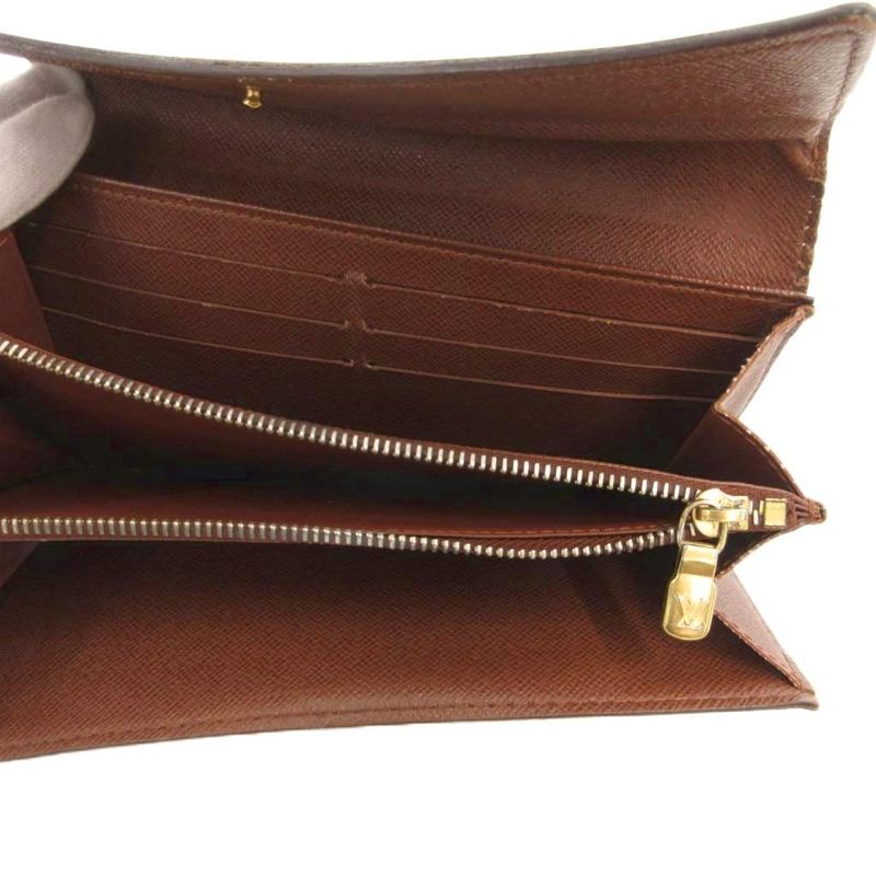 Louis Vuitton Monogram Pochette Portomone Cles Di Long Wallet Bifold Brown