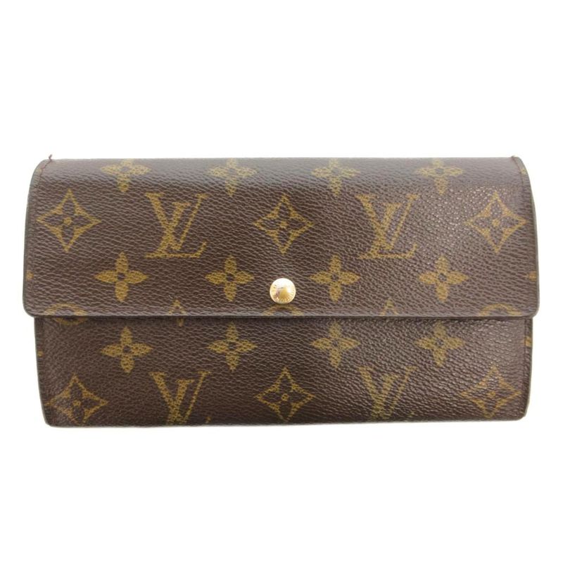 Louis Vuitton Monogram Pochette Portomone Cles Di Long Wallet Bifold Brown