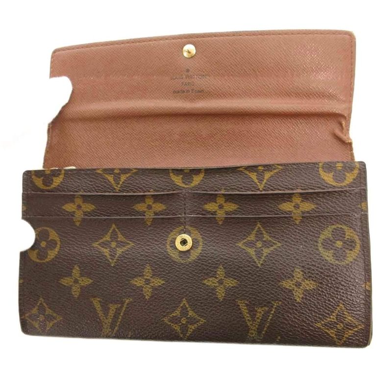 Louis Vuitton Monogram Pochette Portomone Cles Di Long Wallet Bifold Brown