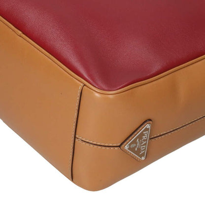 Prada Triangle Logo Plate Bicolor Leather Shoulder Bag Men's