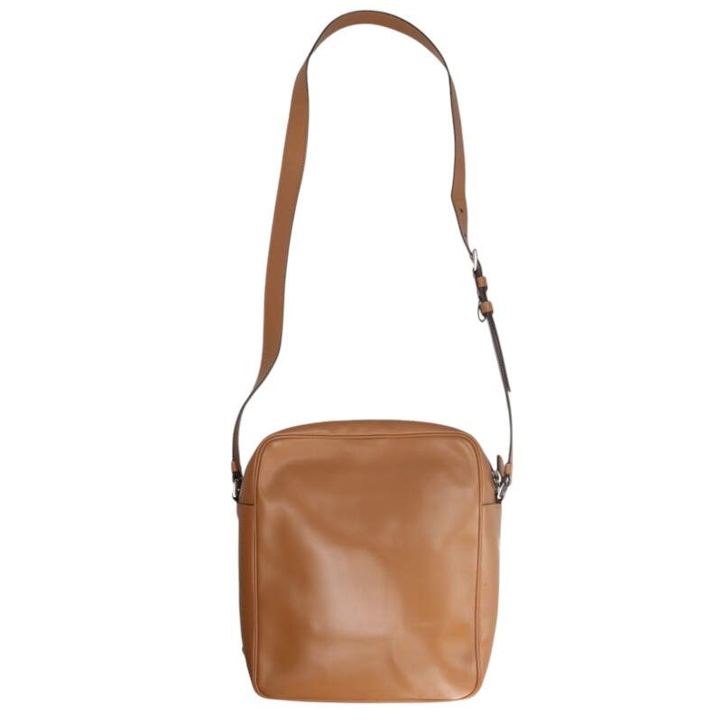 Prada Triangle Logo Plate Bicolor Leather Shoulder Bag Men's