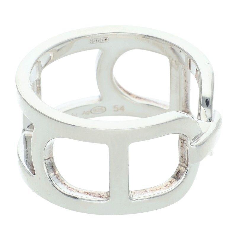 Hermes Ever Chaine D'ancre Silver Ring Men's No 14
