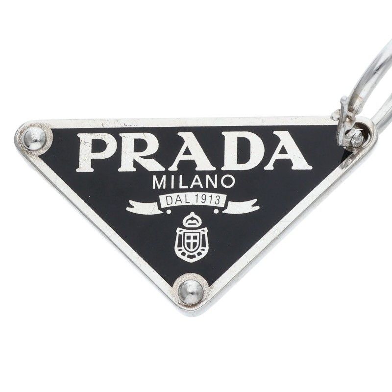 Prada Triangle Logo Plate Earrings Men's
